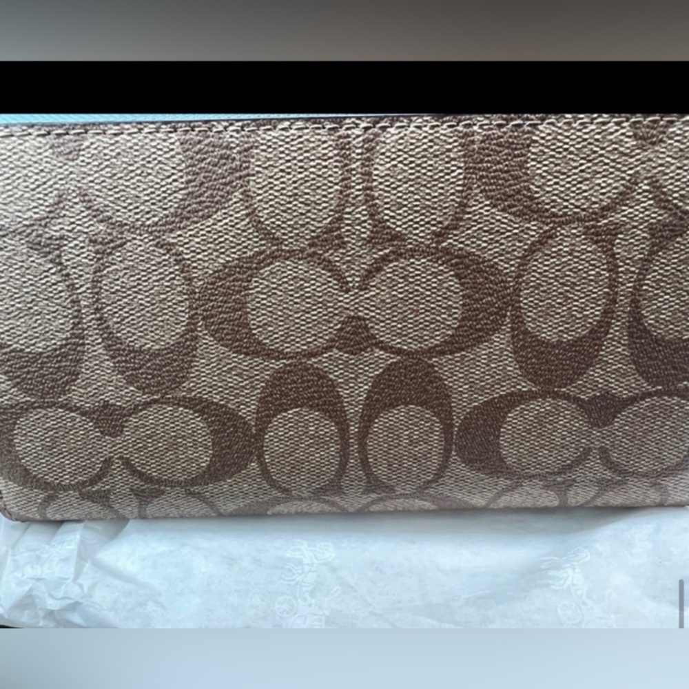 Coach Brown and Blue Wristlet Wallet - Picture 3 of 8